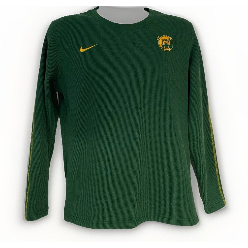 NWT Nike Baylor Bears Women's Large Green Waffle Thermal Long Sleeve Shirt